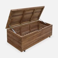 Coffre De Jardin Bois 110L Avec Vérins Et Roulettes 13 Coffre De Jardin Bois 110L Avec Vérins Et Roulettes -Outdoor Living Soldes ACBOX107NAT 03