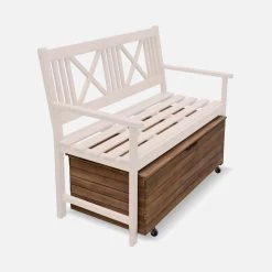 Coffre De Jardin Bois 110L Avec Vérins Et Roulettes 14 Coffre De Jardin Bois 110L Avec Vérins Et Roulettes -Outdoor Living Soldes ACBOX107NAT 04