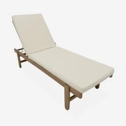 Bain De Soleil Bois Multi Positions Avec Roulettes (lot De 2) Couleur : Beige -Outdoor Living Soldes ACLOUNGEX2BG 02