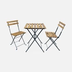 Table De Bistrot Bois Et Métal 2 Chaises Pliables 13 Table De Bistrot Bois Et Métal 2 Chaises Pliables -Outdoor Living Soldes ACMTBS55S2BK 01