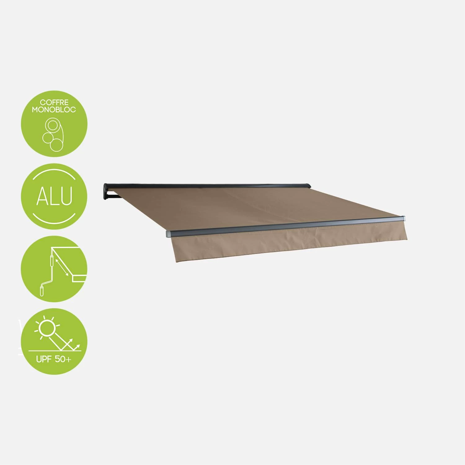 Store Banne Manuel 3x2m Couleur : Taupe 5 Store Banne Manuel 3x2m Couleur : Taupe – Image 3