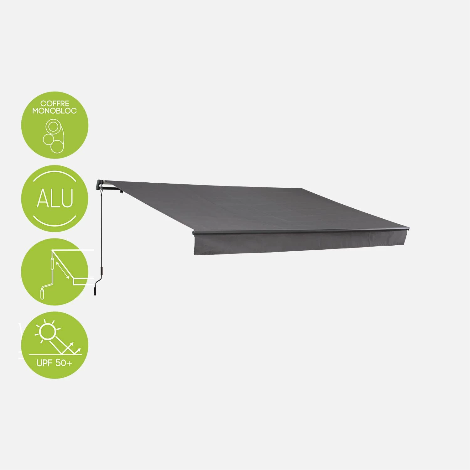 Store Banne Manuel 4x2,5m Couleur : Gris 7 Store Banne Manuel 4x2,5m Couleur : Gris – Image 5