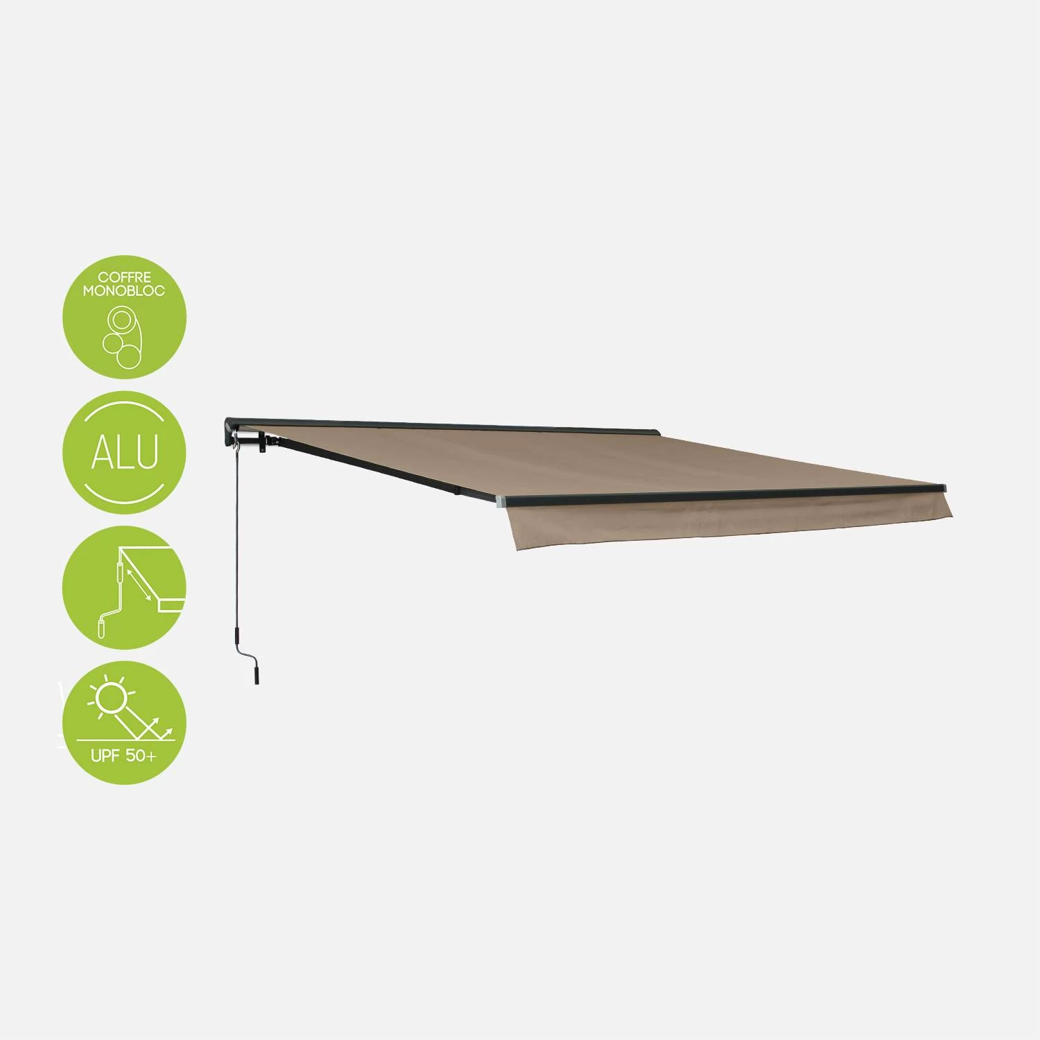 Store Banne Manuel 4x3m Couleur : Taupe 3 Store Banne Manuel 4x3m Couleur : Taupe