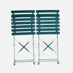 Chaise De Jardin Pliable Métal (lot De 2) Couleur : Bleu Canard -Outdoor Living Soldes BS2CHRBD 03