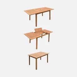 Table De Jardin Extensible Bois , 6 Chaises Couleur : Bois / Terra Cotta -Outdoor Living Soldes EC180R6TC 03