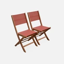 Table De Jardin Extensible Bois , 6 Chaises Couleur : Bois / Terra Cotta -Outdoor Living Soldes EC180R6TC 05