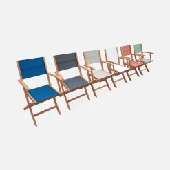 Table De Jardin Extensible Bois , 6 Chaises Couleur : Bois / Terra Cotta -Outdoor Living Soldes EC180R6TC 06