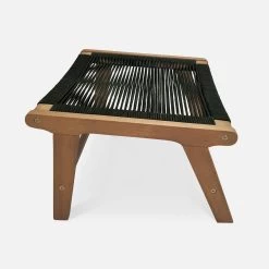 Chaise De Jardin En Bois Et Corde Avec Repose Pieds Couleur : Noir -Outdoor Living Soldes ECRLXROPEBK 04