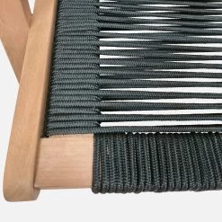 Chaise De Jardin En Bois Et Corde Avec Repose Pieds Couleur : Noir -Outdoor Living Soldes ECRLXROPEBK 05