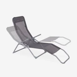 Bain De Soleil Textilène Pliant Avec 2 Positions (lot De 4) Couleur : Anthracite -Outdoor Living Soldes GLIDX4AT 02