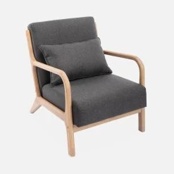 Fauteuil Design En Bois Et Tissu Couleur : Gris Foncé 13 Fauteuil Design En Bois Et Tissu Couleur : Gris Foncé -Outdoor Living Soldes IACSCADKGY 01