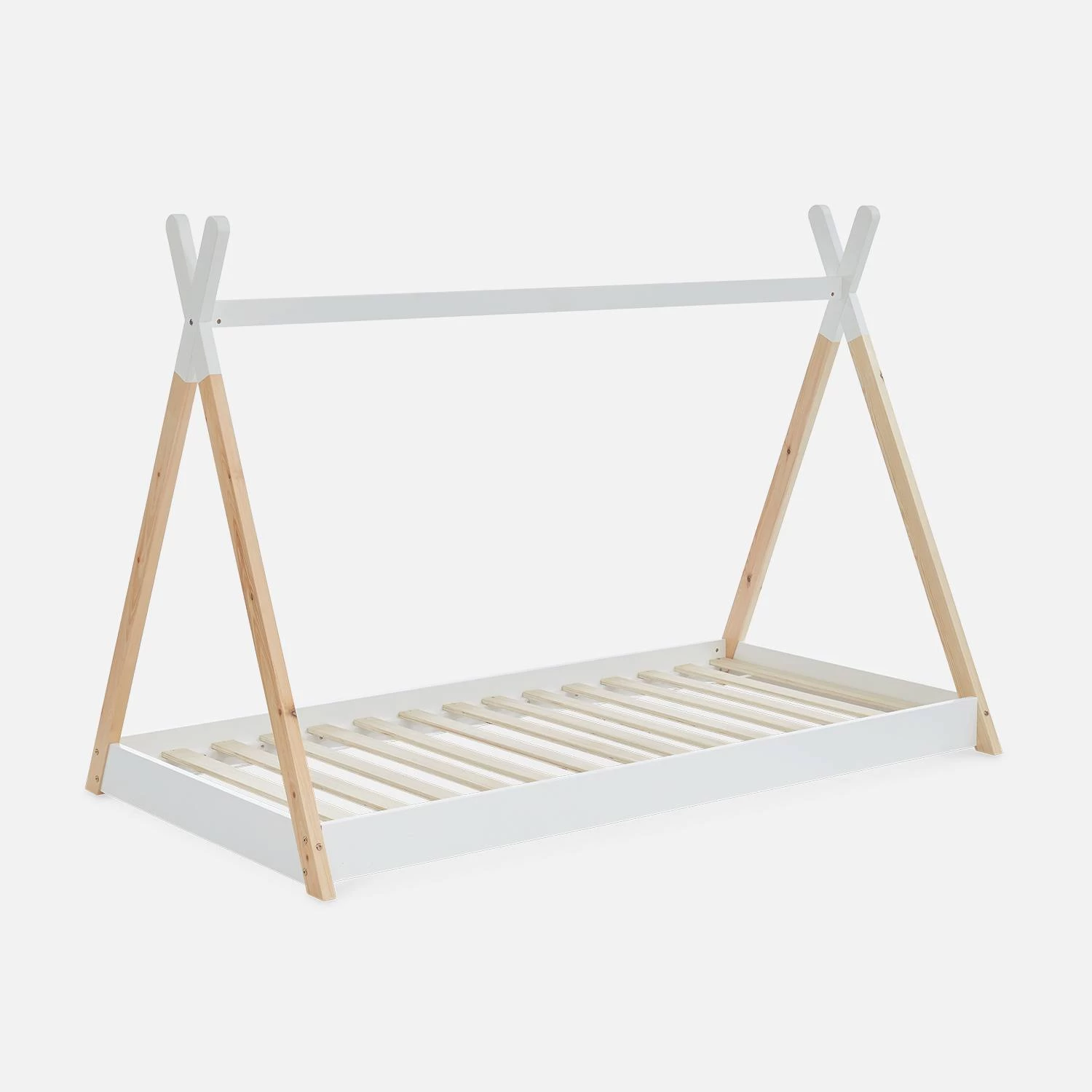 Lit Tipi Enfant 90 X 190 Cm En Pin Naturel, Sommier Inclus Couleur : Blanc 4 Lit Tipi Enfant 90 X 190 Cm En Pin Naturel, Sommier Inclus Couleur : Blanc – Image 2