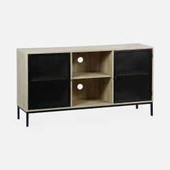 Buffet/ Meuble TV Métal Et Effet Bois 140 Cm -Outdoor Living Soldes IBKLSB140NAT 01