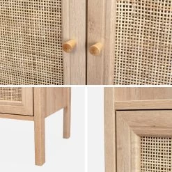 Etagère Bibliothèque Effet Bois Et Cannage, 4 Niveaux 13 Etagère Bibliothèque Effet Bois Et Cannage, 4 Niveaux -Outdoor Living Soldes IBOBOOKSHELF 04