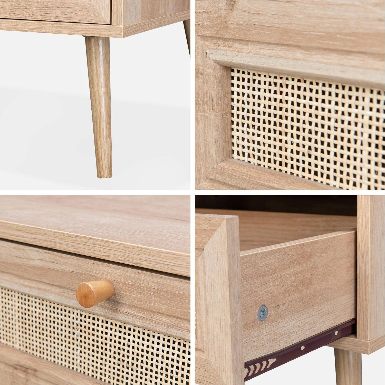 Table Basse Scandinave En Cannage, 1 Tiroir Couleur : Naturel 8 Table Basse Scandinave En Cannage, 1 Tiroir Couleur : Naturel – Image 6