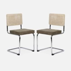 Chaise Cantilever Tissu Et Effet Rotin (lot De 2) Couleur : Taupe 15 Chaise Cantilever Tissu Et Effet Rotin (lot De 2) Couleur : Taupe -Outdoor Living Soldes ICHRMJTPX2 02