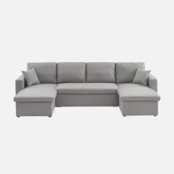 Canapé Panoramique Convertible 4 Places Tissu Couleur : Gris Clair -Outdoor Living Soldes ICPURBSOFALG 02