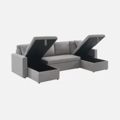 Canapé Panoramique Convertible 4 Places Tissu Couleur : Gris Clair -Outdoor Living Soldes ICPURBSOFALG 04