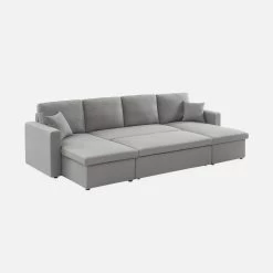 Canapé Panoramique Convertible 4 Places Tissu Couleur : Gris Clair -Outdoor Living Soldes ICPURBSOFALG 05