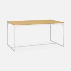 Table à Manger Métal Et Effet Bois 4 Places Couleur : Blanc 10 Table à Manger Métal Et Effet Bois 4 Places Couleur : Blanc -Outdoor Living Soldes ILFDT150WH 01