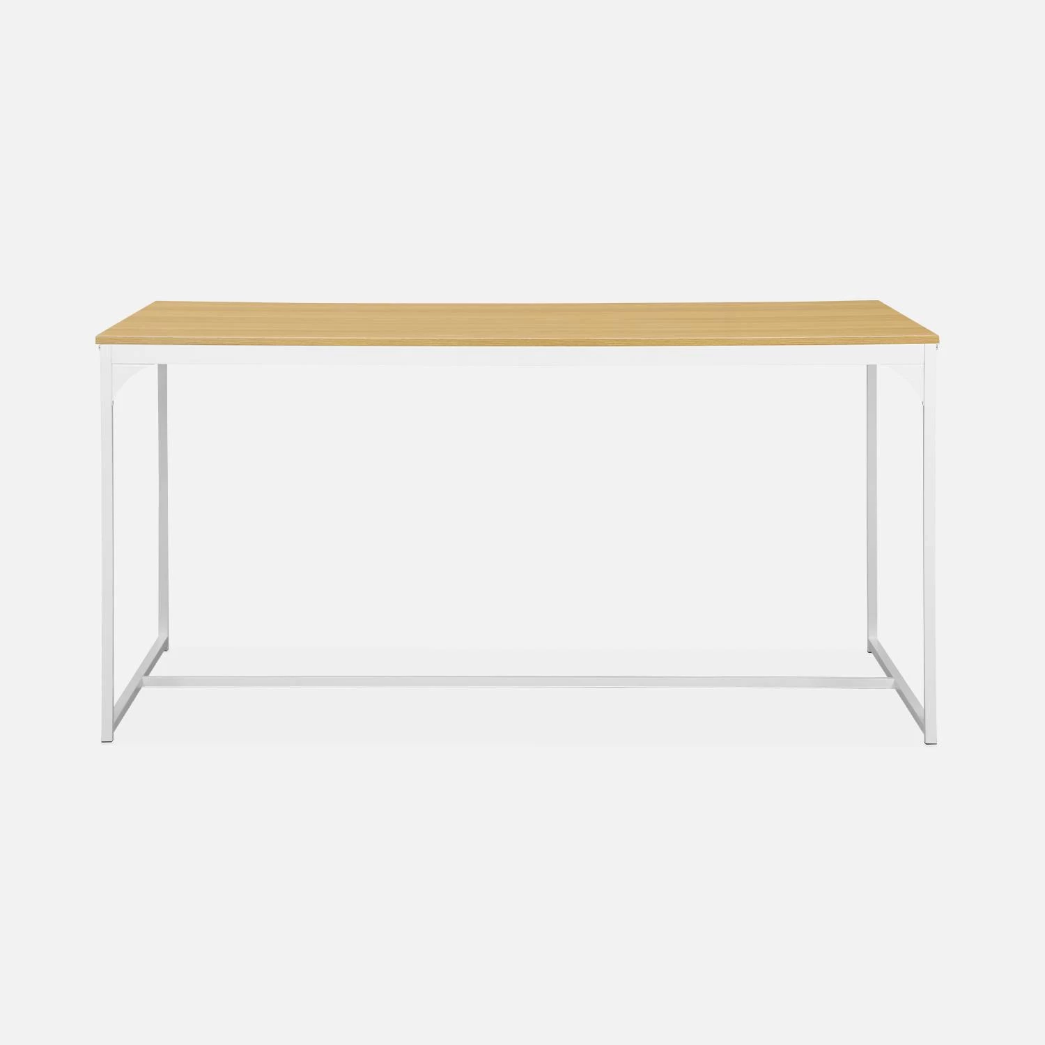 Table à Manger Métal Et Effet Bois 4 Places Couleur : Blanc 6 Table à Manger Métal Et Effet Bois 4 Places Couleur : Blanc – Image 4