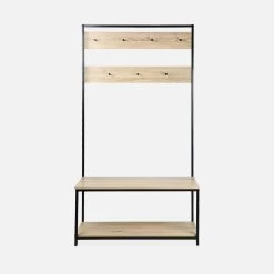 Meuble D'entrée Métal Et Effet Bois 2 Niveaux Et 7 Crochets 14 Meuble D'entrée Métal Et Effet Bois 2 Niveaux Et 7 Crochets -Outdoor Living Soldes ILFSHELFRACK 02