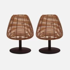Lampe LED Nomades Sans Fil En Rotin Naturel (lot De 2) 5 Lampe LED Nomades Sans Fil En Rotin Naturel (lot De 2) -Outdoor Living Soldes ILUMPAL25ROTX2 01