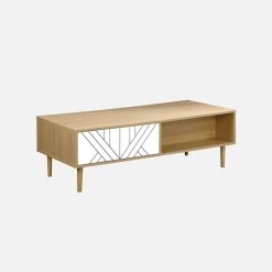 Table Basse Effet Bois Naturel Couleur : Blanc -Outdoor Living Soldes IMKCOFTABLEWH 01