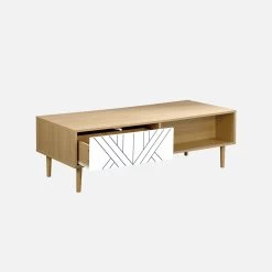 Table Basse Effet Bois Naturel Couleur : Blanc -Outdoor Living Soldes IMKCOFTABLEWH 02
