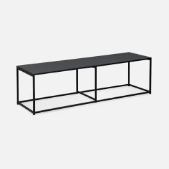 Meuble TV Industriel Métal Avec Barre De Renfort 140 Cm -Outdoor Living Soldes INDUTV140BK 01