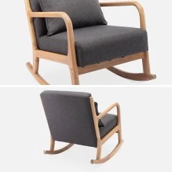 Rocking Chair Scandinave Bois Et Tissu Couleur : Gris Foncé 15 Rocking Chair Scandinave Bois Et Tissu Couleur : Gris Foncé -Outdoor Living Soldes IRACSCADKGY 03