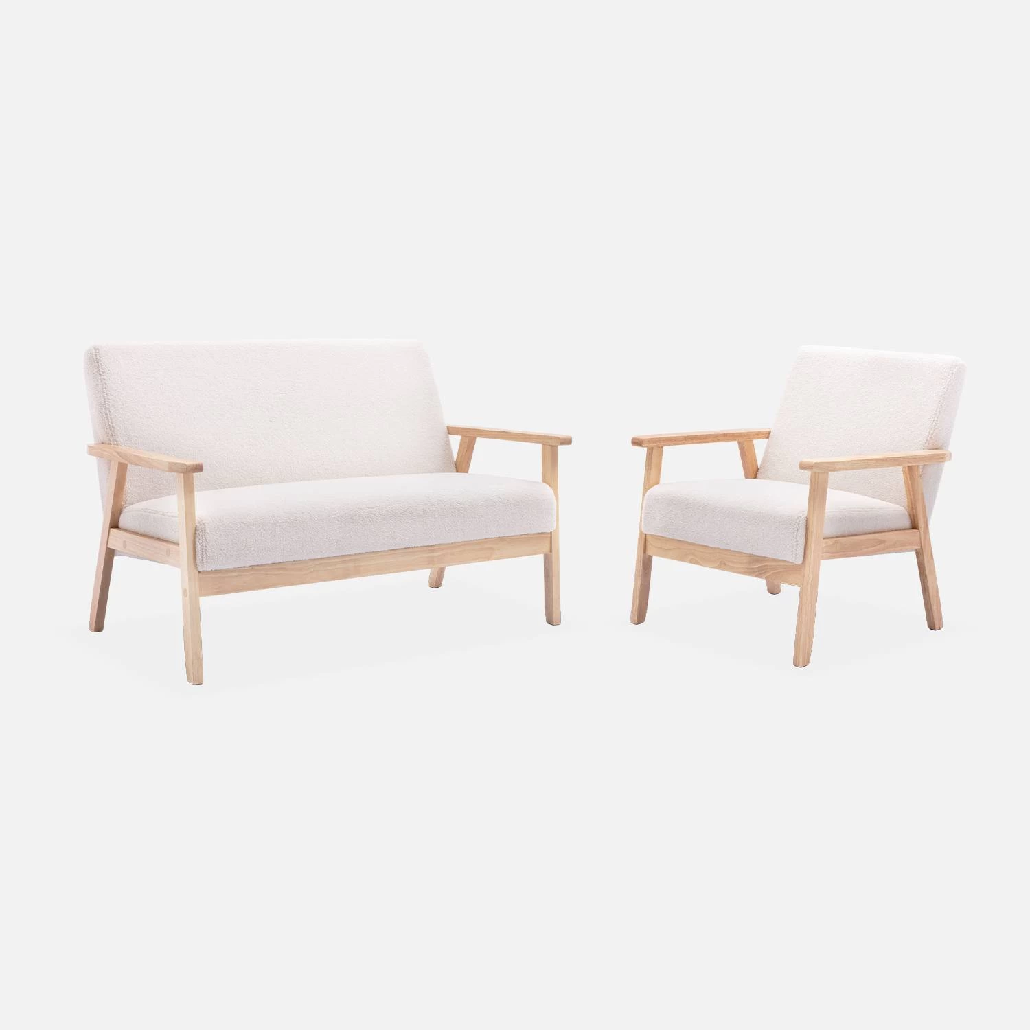 Fauteuil Scandinave Bouclettes Et Bois D'hévéa 9 Fauteuil Scandinave Bouclettes Et Bois D'hévéa – Image 7
