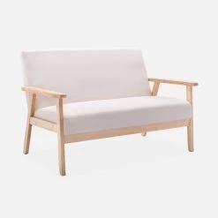 Canapé Banquette 2 Places Tissu, Pieds Bois Couleur : Beige 10 Canapé Banquette 2 Places Tissu, Pieds Bois Couleur : Beige -Outdoor Living Soldes ISKACLS2BG 01