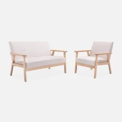 Canapé Banquette 2 Places Tissu, Pieds Bois Couleur : Beige 12 Canapé Banquette 2 Places Tissu, Pieds Bois Couleur : Beige -Outdoor Living Soldes ISKACLS2BG 05
