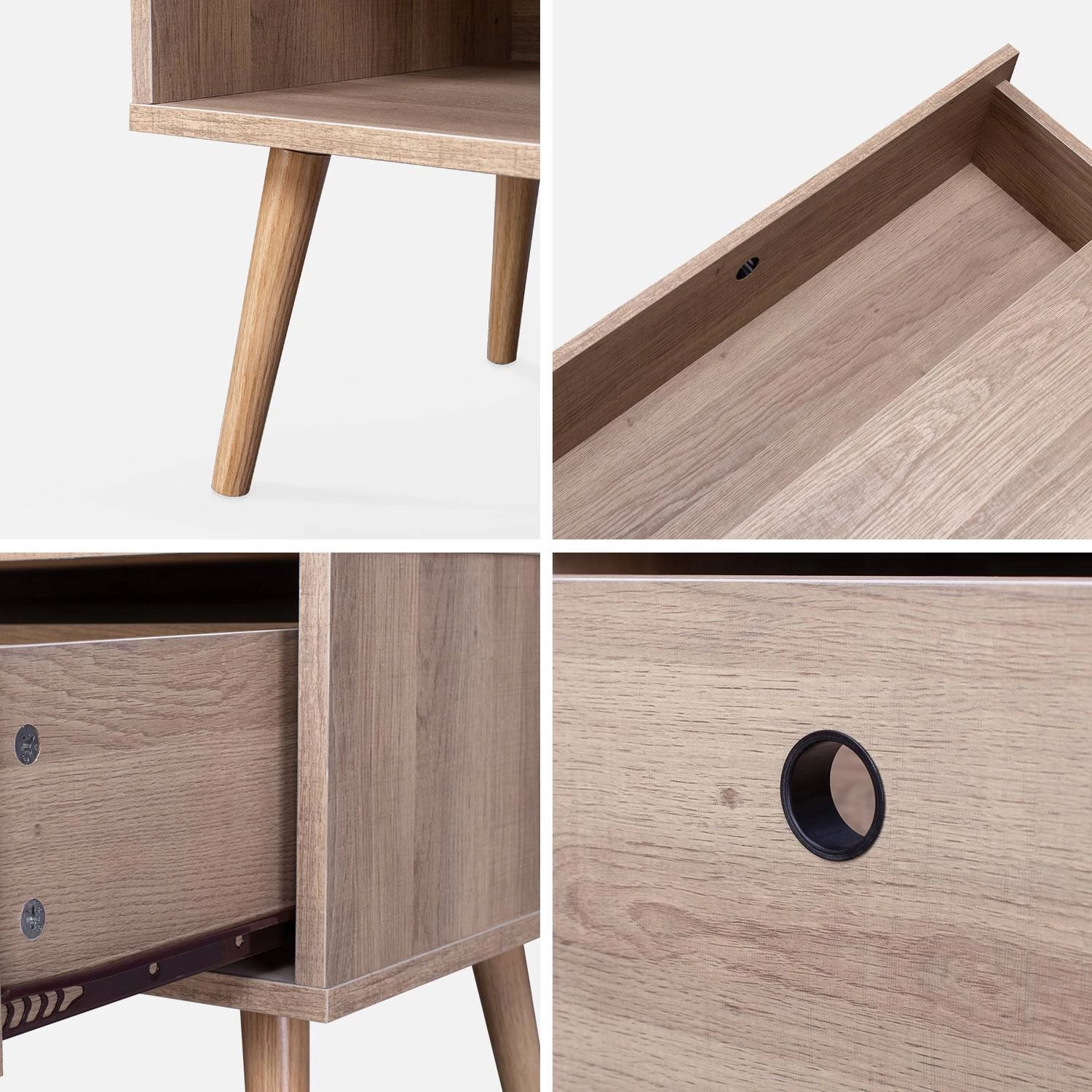 Meuble TV Scandinave Effet Bois 2 Espaces De Rangement 120 Cm 8 Meuble TV Scandinave Effet Bois 2 Espaces De Rangement 120 Cm – Image 6