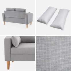 Canapé 2 Places Tissu, Pieds Bois Couleur : Gris Clair 11 Canapé 2 Places Tissu, Pieds Bois Couleur : Gris Clair -Outdoor Living Soldes ISOF2LGY 03