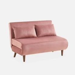 Canapé Convertible 2 Places Tissu, Pieds Bois Couleur : Vieux Rose 14 Canapé Convertible 2 Places Tissu, Pieds Bois Couleur : Vieux Rose -Outdoor Living Soldes ISOFGVVOPK 01