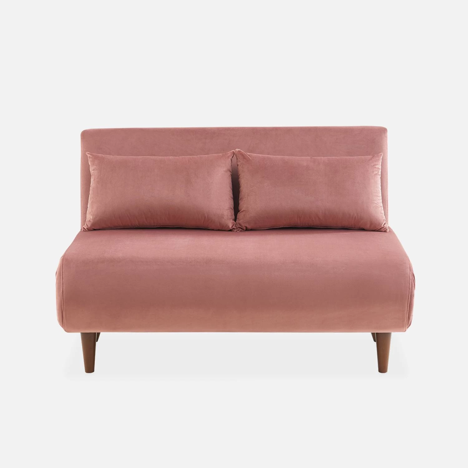 Canapé Convertible 2 Places Tissu, Pieds Bois Couleur : Vieux Rose 6 Canapé Convertible 2 Places Tissu, Pieds Bois Couleur : Vieux Rose – Image 4
