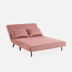 Canapé Convertible 2 Places Tissu, Pieds Bois Couleur : Vieux Rose 17 Canapé Convertible 2 Places Tissu, Pieds Bois Couleur : Vieux Rose -Outdoor Living Soldes ISOFGVVOPK 04