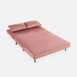 Canapé Convertible 2 Places Tissu, Pieds Bois Couleur : Vieux Rose 18 Canapé Convertible 2 Places Tissu, Pieds Bois Couleur : Vieux Rose -Outdoor Living Soldes ISOFGVVOPK 05
