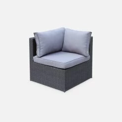 Salon De Jardin Résine Tressée 5 Places Couleur : Noir / Gris -Outdoor Living Soldes LCA007BLACKGY 02