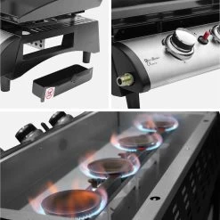 Plancha Gaz 4 Brûleurs Inox 10kW Avec Chariot 13 Plancha Gaz 4 Brûleurs Inox 10kW Avec Chariot -Outdoor Living Soldes PH1004TROLLEY 04