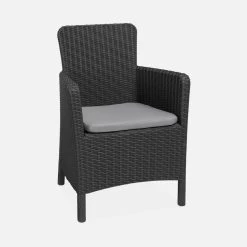 Fauteuil De Jardin Imitation Rotin Couleur : Graphite / Gris