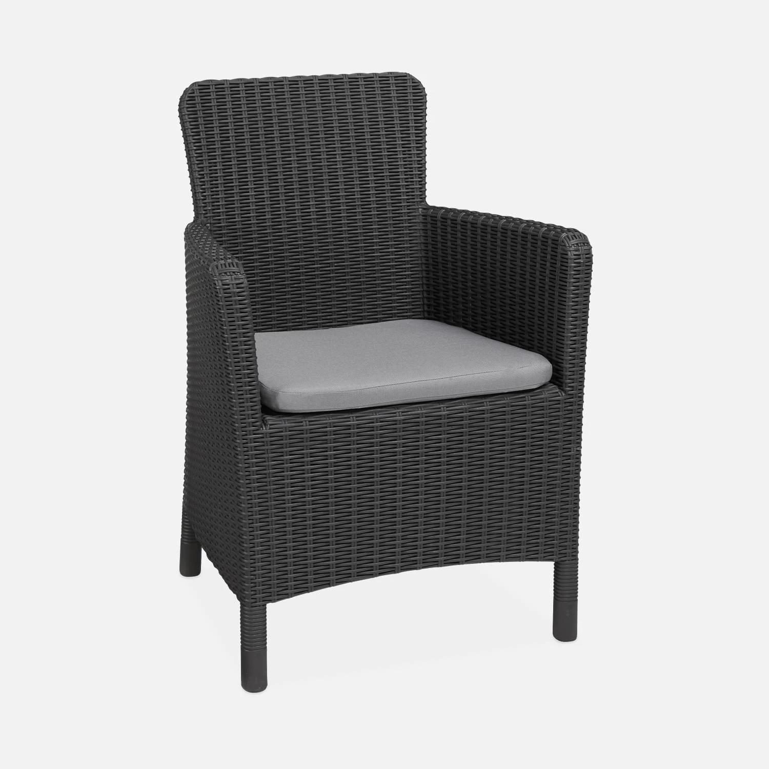 Fauteuil De Jardin Imitation Rotin Couleur : Graphite / Gris 3 Fauteuil De Jardin Imitation Rotin Couleur : Graphite / Gris