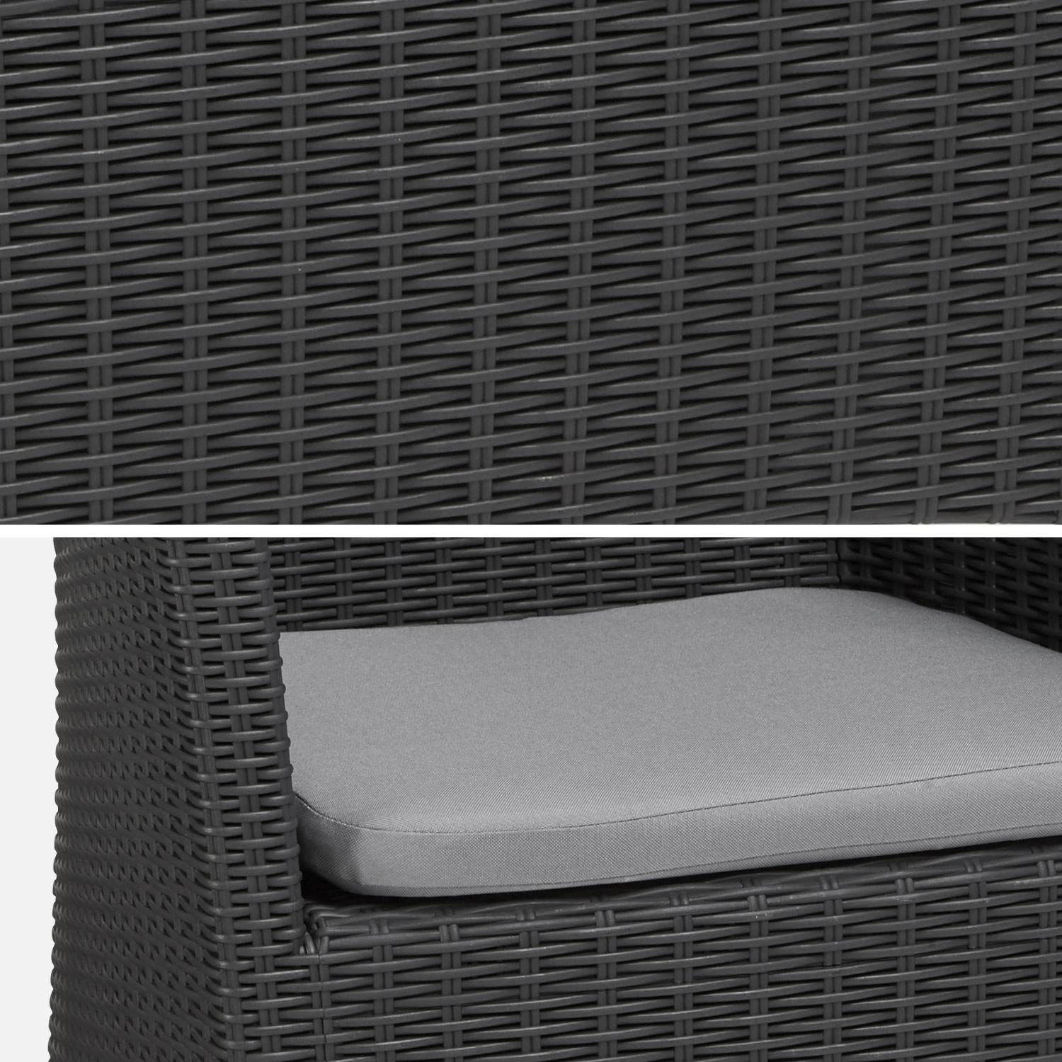 Fauteuil De Jardin Imitation Rotin Couleur : Graphite / Gris 4 Fauteuil De Jardin Imitation Rotin Couleur : Graphite / Gris – Image 2