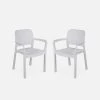 Chaise De Jardin Empilable Résine Plastique (lot De 2) Couleur : Blanc -Outdoor Living Soldes PLKSARMX2WH 01