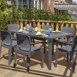 Chaise De Jardin Empilable Résine Plastique (lot De 6) Couleur : Graphite 7 Chaise De Jardin Empilable Résine Plastique (lot De 6) Couleur : Graphite -Outdoor Living Soldes PLKSARMX6BK 03