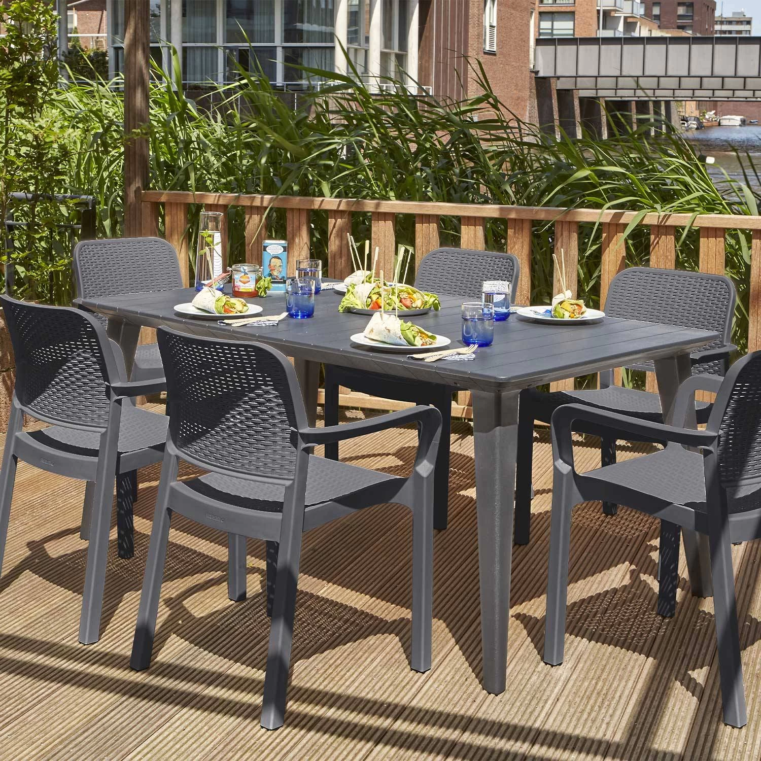 Chaise De Jardin Empilable Résine Plastique (lot De 6) Couleur : Graphite 5 Chaise De Jardin Empilable Résine Plastique (lot De 6) Couleur : Graphite – Image 3