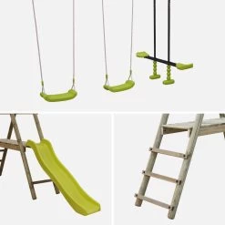 Aire De Jeux Toboggan, Face-à-face, 2 Balançoires -Outdoor Living Soldes PSWP175SL 02