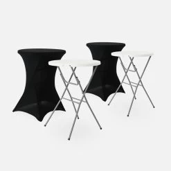 Table Mange Debout Pliable Avec Housse De Protection (lot De 2) Couleur : Noir -Outdoor Living Soldes RECPL80X2BKCOV 01